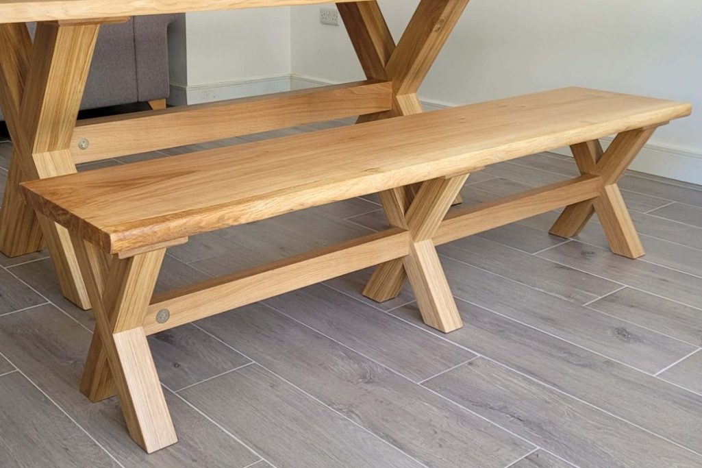 English Oak bench x leg